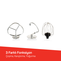 Arzum AR1186 Crust Mix Pro Stand Mikser 5L Kapasiteli 3 Farklı Aparat 1500W Siyah